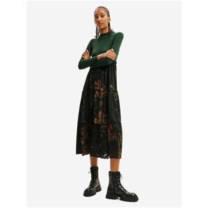 Dark Green Ladies Long Dress Desigual Lena - Women