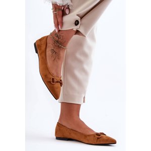 Leather ballerina with decoration brown Noldaia