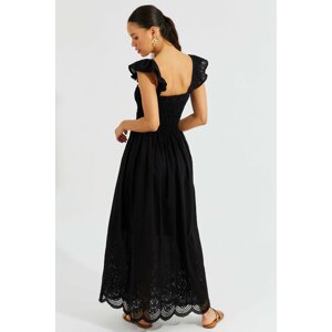 Cool & Sexy Women's Black Scalloped Gippe Lined Maxi Dress