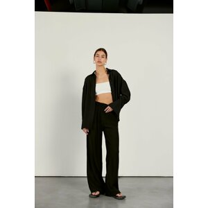 VATKALI Jogger Waist Wide Leg Pants Black