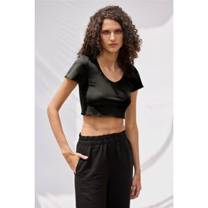 VATKALI V-Neck Crop Top Black