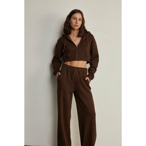 VATKALI Hooded Crop Sweatshirt Brown