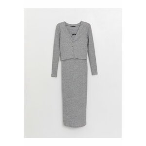 LC Waikiki Plain Long Sleeve Maternity Dress And Cardigan Set