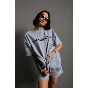 Know Women's Gray Therefore Printed Oversize Shorts Suit