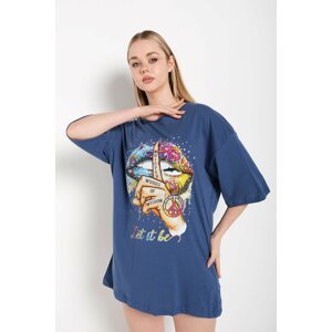 K&H TWENTY-ONE Women's Indigo Let It Be Oversized T-shirt