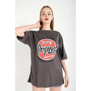 K&H TWENTY-ONE Women's Smoked Oversize Original Printed T-shirt.