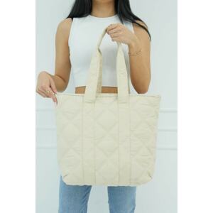 Madamra Cream Women's Quilted Pattern Puffy Bag