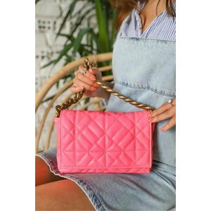 Madamra Neon Pink Women's Quilted Chain Shoulder Bag