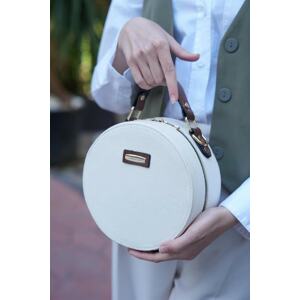 Madamra Canvas- Cream Tan Women's Round Shoulder Bag