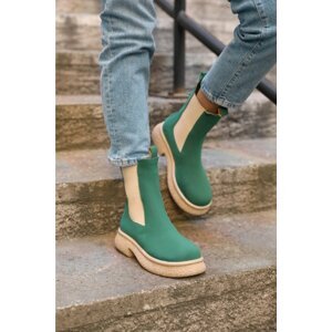 Madamra Green Women's Suede Boots with Rubber Detail Flat sole.