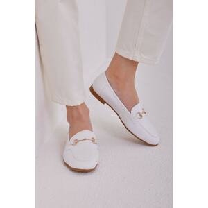 Madamra White Women's Flats with Accessories