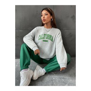 K&H TWENTY-ONE Women's Gray Green California 1991 Printed Oversized Bottoms and Tracksuits Set