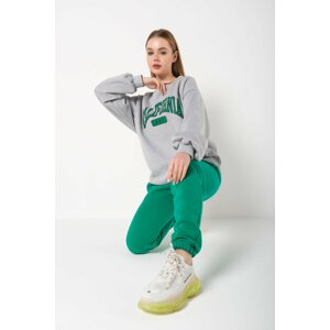 Know Women's Gray Green California 1991 Printed Oversized Bottoms and Tracksuits Set