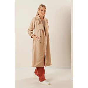 HAKKE Shawl Collar Sleeve Elastic Trench