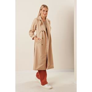 HAKKE Shawl Collar Sleeve Elastic Trench