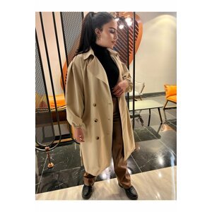 HAKKE Balloon Sleeve Waist Belt Trench Coat