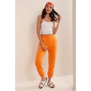 HAKKE Women's Orange Pocketed Sweatpants