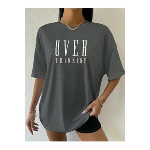 K&H TWENTY-ONE Women's Smoked Over Thinking Printed Oversized T-shirt.
