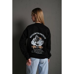 K&H TWENTY-ONE Women's Black Mountainous Printed Oversized Sweatshirt.