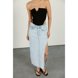 VATKALI Slit Denim Skirt Ice Blue