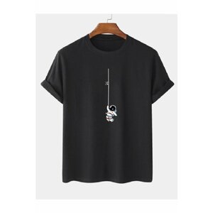 MOONBULL Black Astronaut Print Oversize Unisex T-shirt