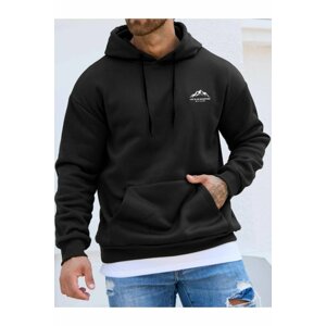 MOONBULL Oversize Black Life Is An Adventure Printed Hoodie Sweatshirt