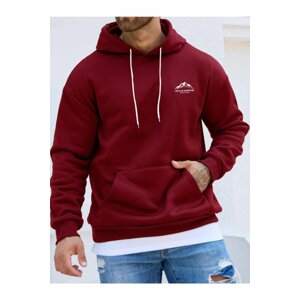 MOONBULL Oversize Claret Red Life Is An Adventure Printed Hoodie Sweatshirt