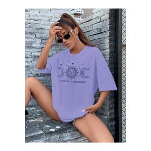 MOONBULL Women's Oversize Purple Moon Tshirt