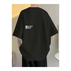 MOONBULL Oversize Black Still Willing Printed Back T-shirt