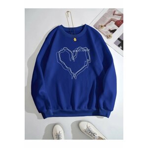 MOONBULL Oversize Sax With 3 Hearts Print Sweatshirt