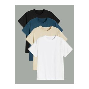 MOONBULL Oversized 4-pack Black-blue-beige-white Colored Unisex T-shirts.