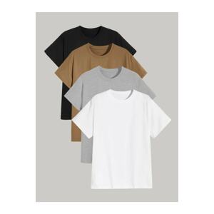 MOONBULL Oversized 4-pack Black-brown-grey-white Colorful Unisex T-shirts.