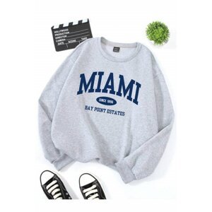 MOONBULL Unisex Miami Printed Gray Sweatshirt