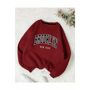 MOONBULL Unisex Burgundy Bronklyn Printed Oversized Sweatshirt.