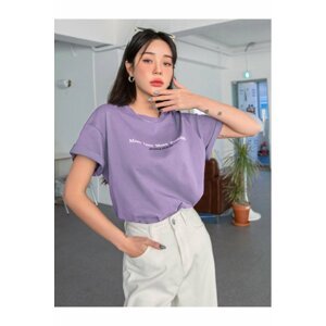 MOONBULL Lilac Oversize Love More Freedom Print T-shirt.