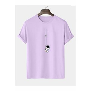 MOONBULL Oversize Lilac Astronaut Printed Unisex T-shirt