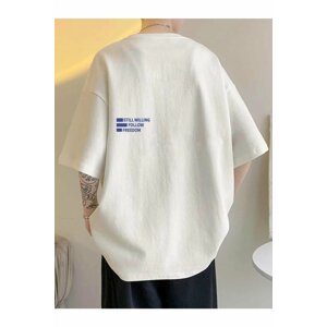 MOONBULL Oversize White Still Willing Printed Back T-shirt