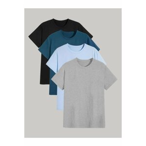 MOONBULL Set of 4, Oversized Black-navy blue-blue-gray Colored Unisex T-shirts.