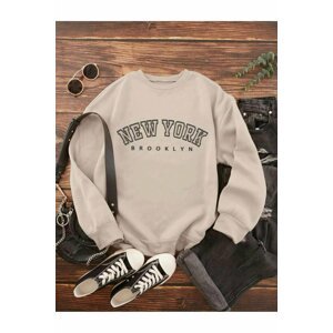 MOONBULL Unisex White New York Brooklyn Printed Sweatshirt