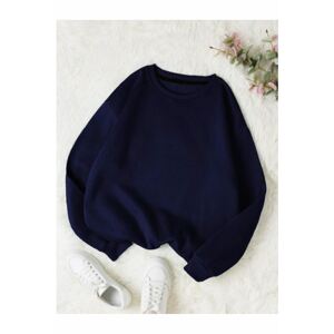 K&H TWENTY-ONE Women's Navy Blue Plain Crewneck Sweatshirt