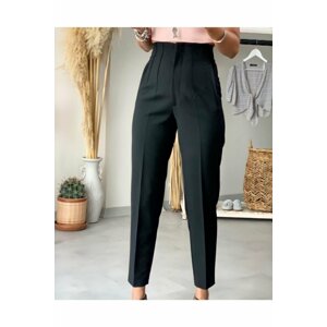 HAKKE Black High Waist Slim Flared Trousers