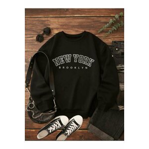 MOONBULL Unisex Black New York Brooklyn Printed Sweatshirt