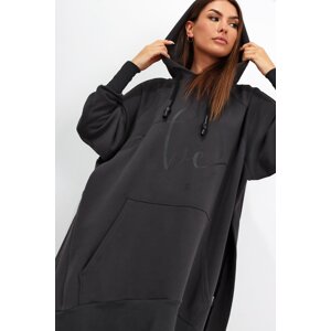 Oversized graphite hoodie Miss city Official with slits