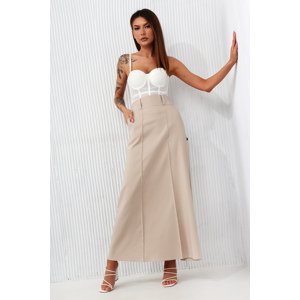 Official maxi skirt Miss city with pockets, beige
