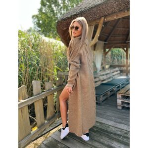 Long Miss city cardigan with camel braids
