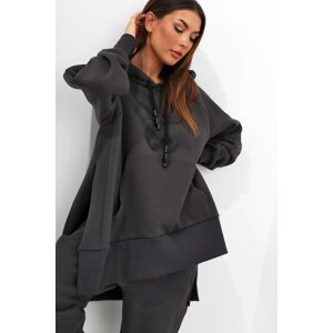 Miss city official asymmetrical graphite oversize sweatshirt with slits