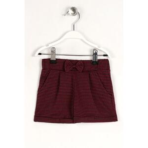 zepkids Girl's Cherry-Colored Plaid Bow Shorts