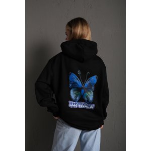K&H TWENTY-ONE Women's Black Butterfly Printed Oversized Sweatshirt.