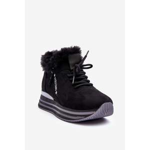 Platform sports shoes with crispy fur black jamie