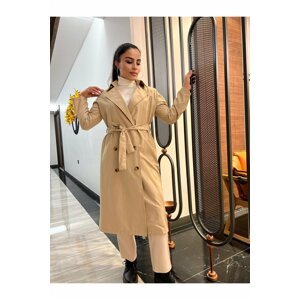 HAKKE Footed Collar Long Trench Coat